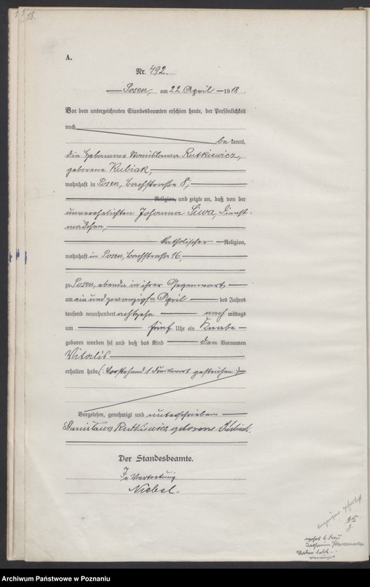 Obraz 20 z jednostki "Księga miejscowa urodzeń tom II [Rejestr główny urodzeń]"