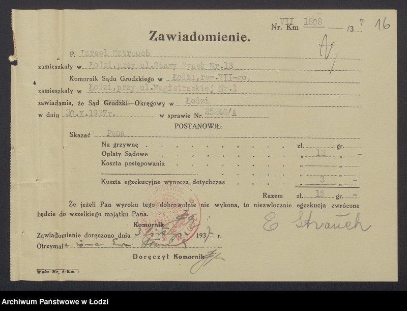 Obraz 18 z jednostki "Izrael Aron Sztrauch- sprzedaż towarów spożywczych"