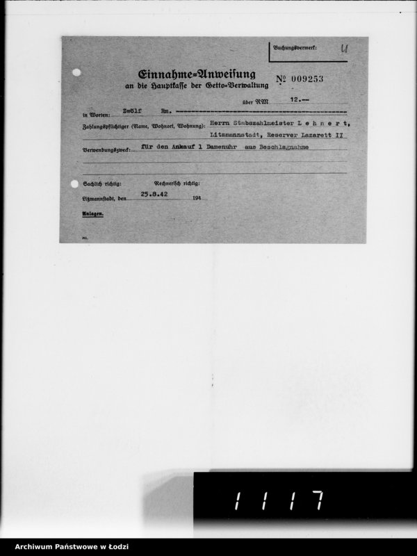 Obraz 8 z jednostki "Einnahme Anweisungen Sonderkonto"