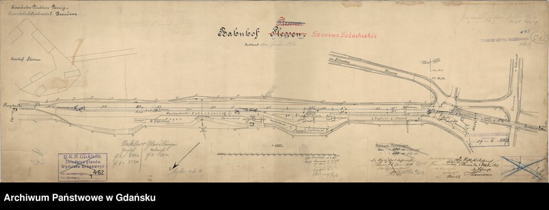 image.from.unit.number "Eisenbahn Direktion Danzig. Eisenbahnbetriebsamt Graudenz. Bahnhof Plessen. Zustand vom Januar 1916"