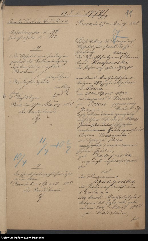Obraz 13 z jednostki "Die von den Verlobten zum Aufgebot beigebrachten Urkunden pro 1878"