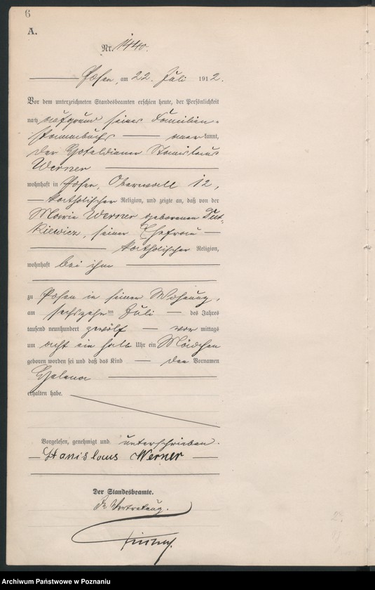 Obraz 8 z jednostki "Księga miejscowa urodzeń tom IV [Rejestr główny urodzeń]"