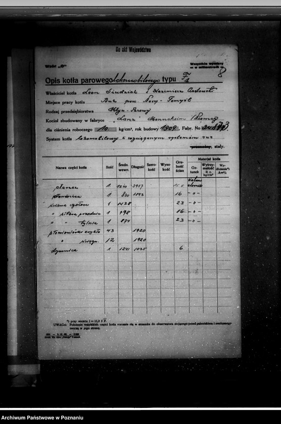 Obraz 12 z jednostki "Młyn parowy Leona Siudziaka i Ciastowskiego w Buku, pow. nowotomyski nr woj. kotła 2862"