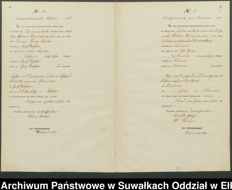 image.from.unit.number "Haupt-Sterbe-Register des Königlich Preussischen Standes-Amtes Landgemeinde Marggrabowa Kreis Oletzko"