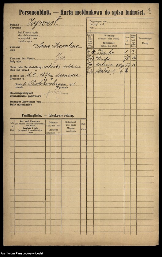 Obraz 5 z jednostki "[Spis ludności Łodzi] Zivel - Zolenberg"