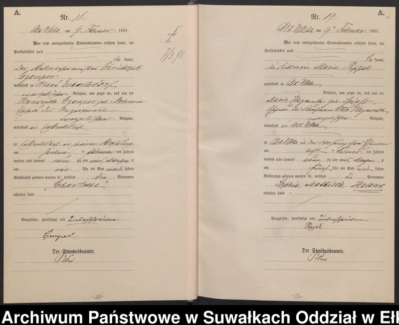 image.from.unit.number "Geburts-Haupt-Register des Königlichen Preussischen Standes-Amtes Ukta Kreis Sensburg"