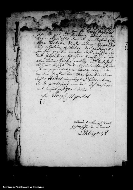 image.from.unit.number "Entscheidung in der Beschwerde des Commissarius loci gegen den Hauptmann in Gilgenburg in der Sache des Stadt Richters Heder und des Tuchmachers und Glöckners Demsky daselbst"