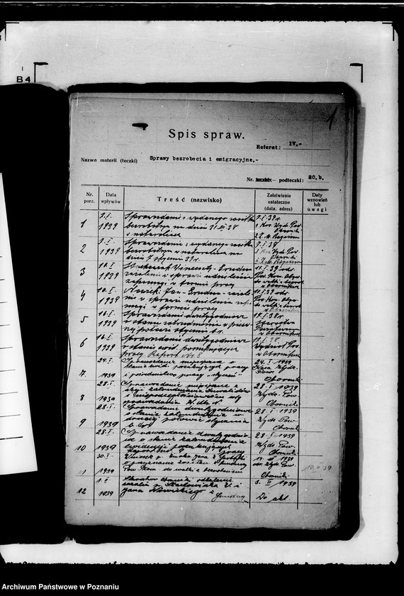 Obraz 5 z jednostki "Spisy spraw /Referat IV/ Wydział Pracy i Opieki Społecznej"