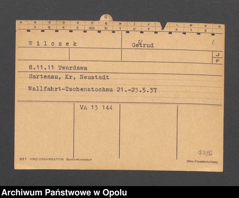 Obraz 3 z jednostki "[Wilczek Gertrud, ur. 8.11.1911 r. Twardawa]"