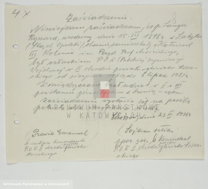Obraz 11 z jednostki "Zaświadczenia o udziale w powstaniach śląskich, t. II"