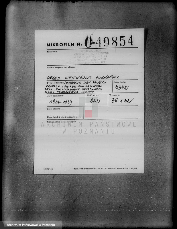 Obraz 2 z jednostki "Lustracja lasu majątku Zbiersk i Petryki powiatu kaliskiego oraz zatwierdzenie uzupełnienia planu gospodarstwa leśnego"