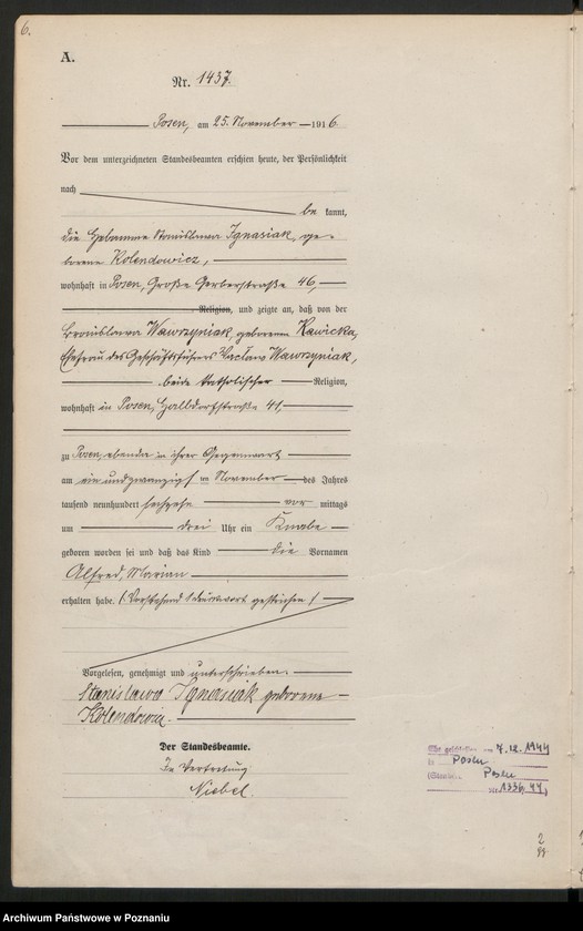 Obraz 8 z jednostki "Księga miejscowa urodzeń tom IV [Rejestr główny urodzeń]"