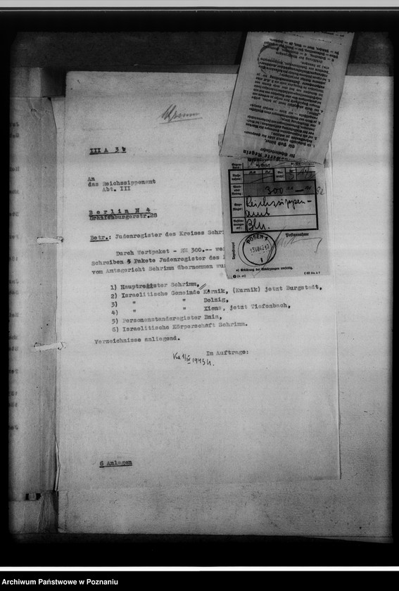 Obraz 15 z jednostki "Register der Juden, Dissidenten und Kirchenbuchduplikate [powiaty: śremski, średzki i wolsztyński]"