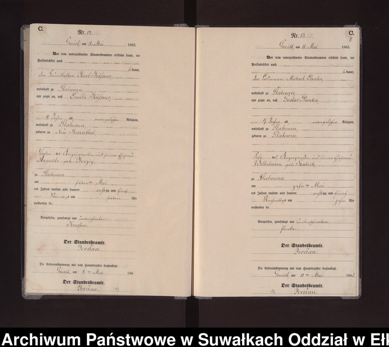 image.from.unit.number "Sterbe-Neben-Register des Königlichen Preussischen Standes-Amtes Gneist Kreis Loetzen"