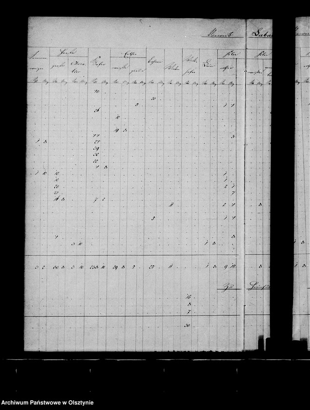 image.from.unit.number "Nachweisung des ausgesäten Sommergetreides in den zur Administration Steinort gehörigen Vorwerken"
