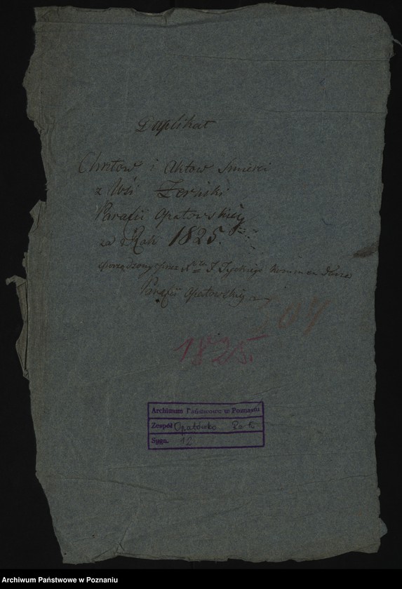 image.from.unit.number "Duplikat aktów śmierci wsi Żerniki parafii opatowskiej"