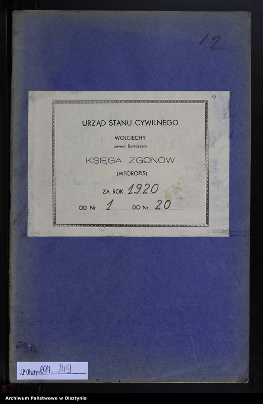 image.from.unit.number "Sterbe-Neben-Register Nr 1 - 20 [ Księga zgonów - wtóropis ]"