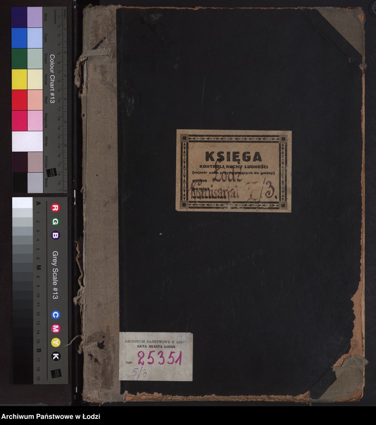Obraz 2 z jednostki "Księga kontroli ruchu ludności (rejestr osób przybywających do gminy) Łódź, komisariat V, ks. III, nr 6198-7730"