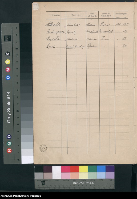 Obraz 3 z jednostki "Skorowidz alfabetyczny do ksiąg małżeństw"