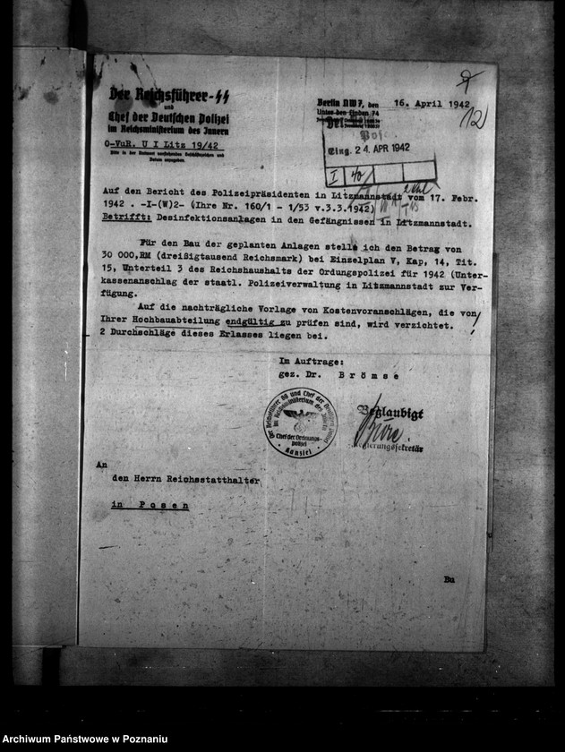 Obraz 17 z jednostki "Polizeigefängnisse - Litzmannstadt. Kutlausungsanlagen. Robert- Koch- Strasse, Radegast"