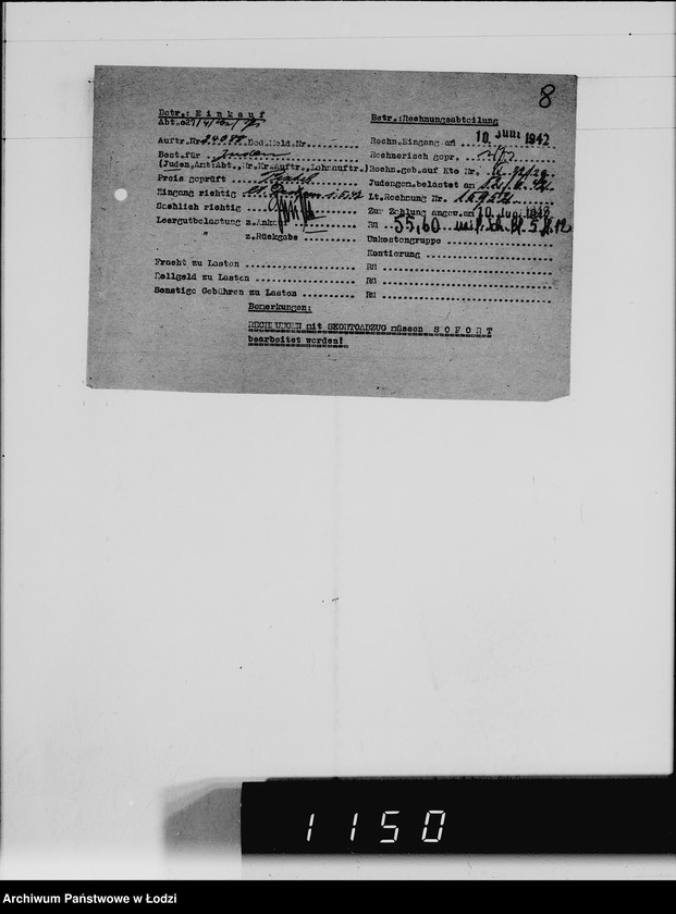 Obraz 12 z jednostki "V. [rachunki za dostawy towarów dla Getta]"