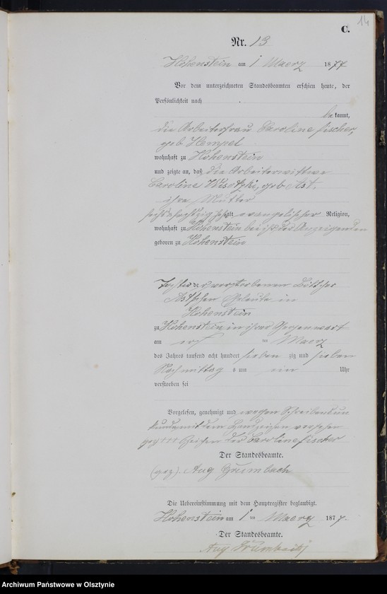 image.from.unit.number "Sterbe-Neben-Register Nr 1 - 61"