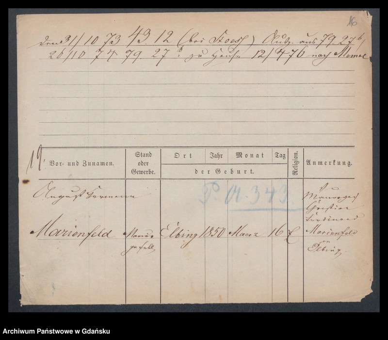 image.from.unit.number "Karty meldunkowe: Marienfeld - Markowz"