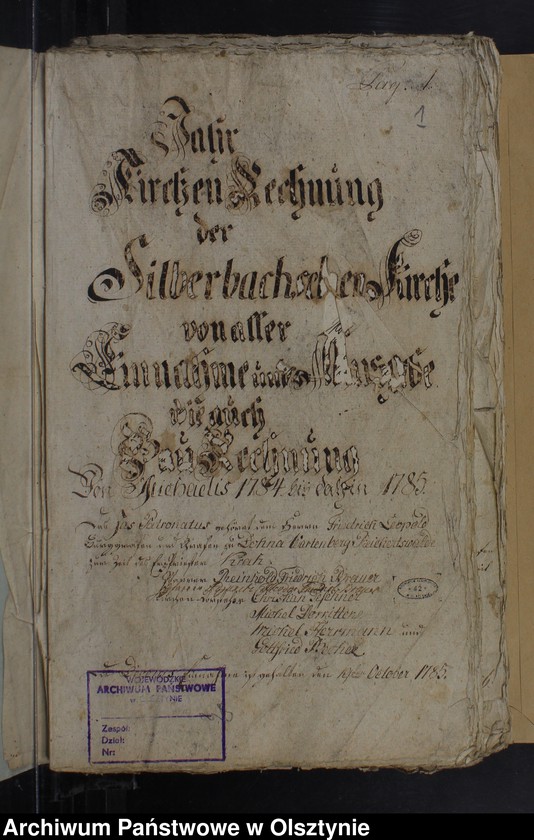 image.from.unit.number "Jahr Kirchen Rechnung der Silberbachschen Kirche aller Einnahme und Ausgabe wie auch Bau-Rechnung"