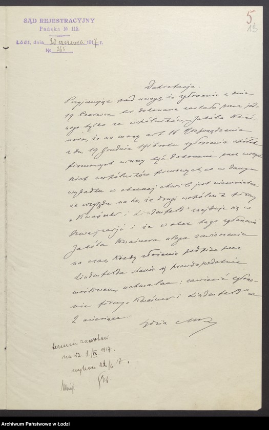 Obraz 15 z jednostki "Kwaśner i Lindenfeld - prowadzenie przędzalni zarobkowej"