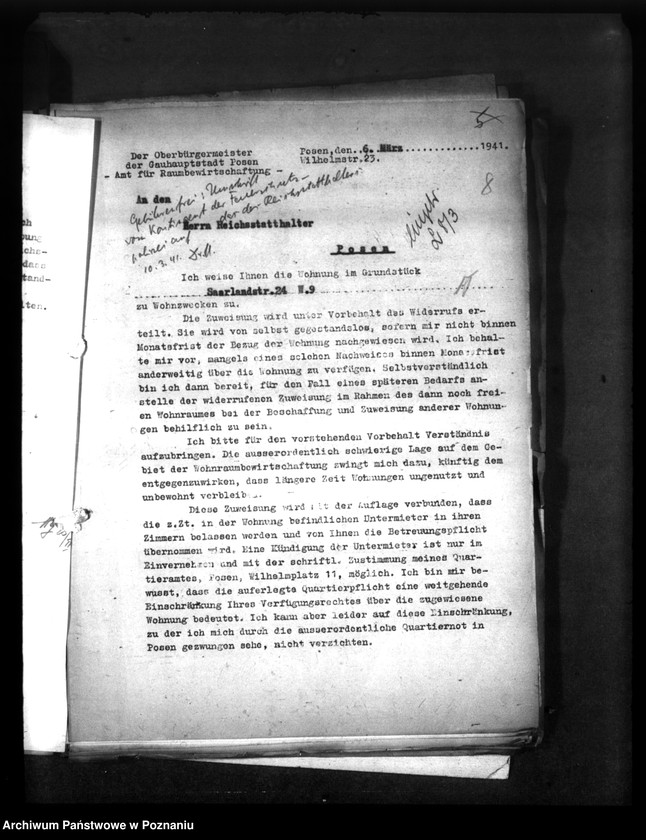 Obraz 13 z jednostki "Wohnungszuweisungen für Deutsche. Verdrängung der Polen."