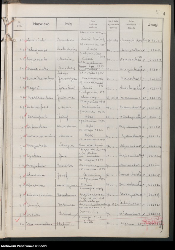 image.from.unit.number "Ewidencja dowodów osobistych wydanych przez Zarząd Miejski w Łodzi, zespół nr 7 [- nazwiska na literę S]"