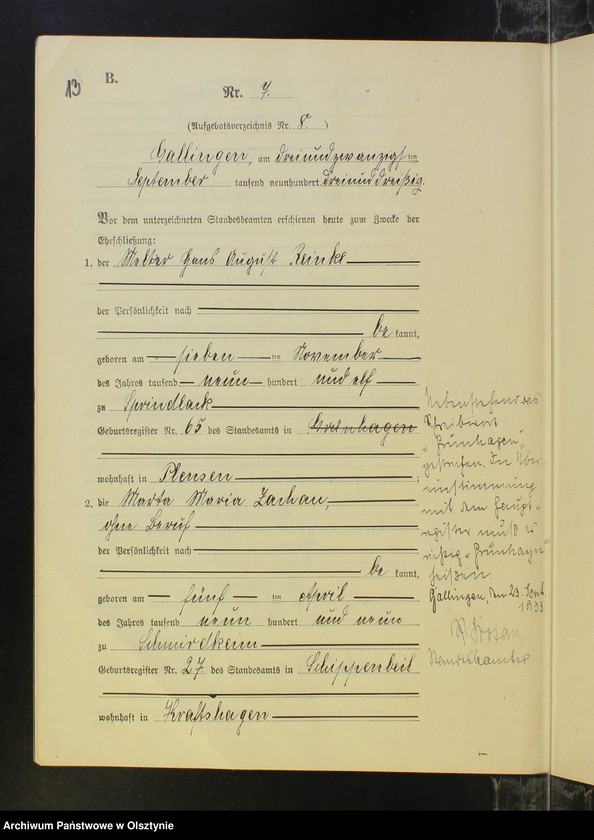 image.from.unit.number "Heirats-Neben-Register Nr 1 - 16 [ Księga małżeństw - wtóropis ]"