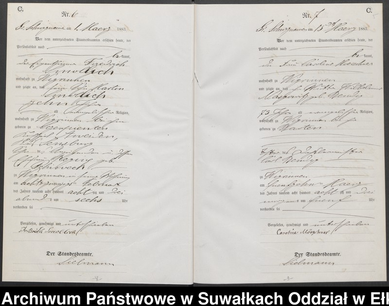 image.from.unit.number "Sterbe-Haupt-Register des Königlichen Preussischen Standes-Amtes Guszianka Kreis Sensburg"