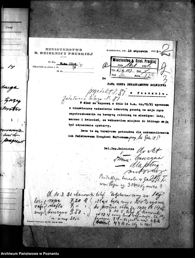 Obraz 7 z jednostki "Sprawy szczegółowo-administracyjne Ropa, benzyna itp.."