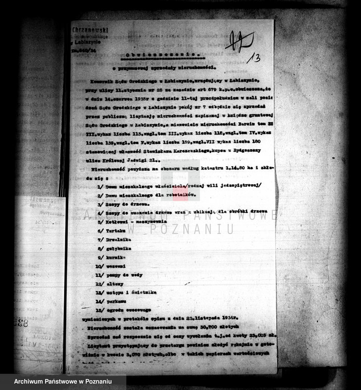 Obraz 17 z jednostki "Przymusowe przetargi nieruchomości powiatu szubińskiego"