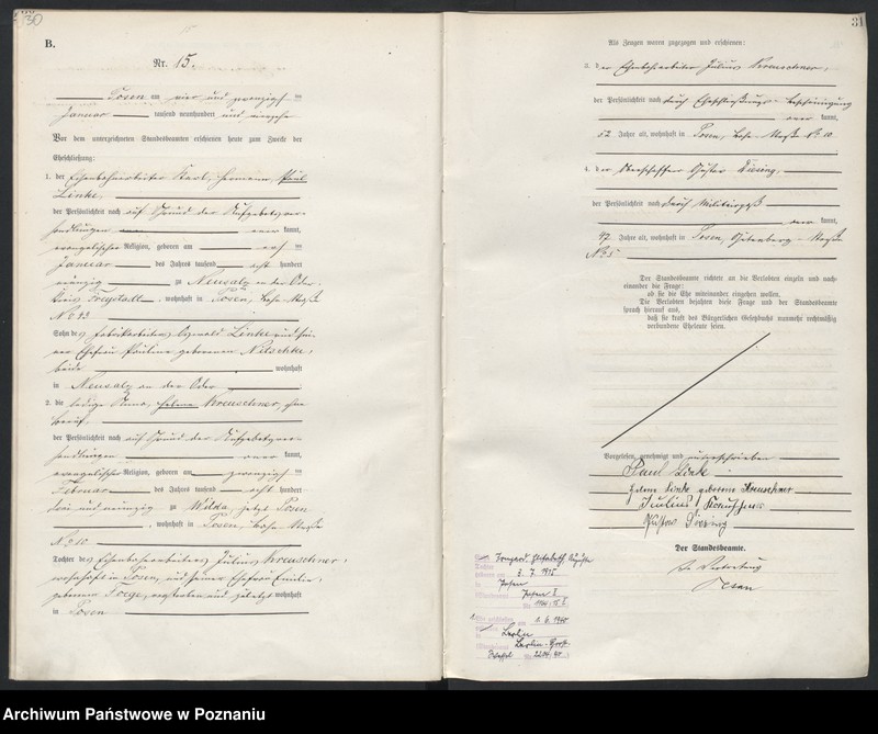 Obraz 17 z jednostki "Księga miejscowa małżeństw tom I [Rejestr główny małżeństw]"