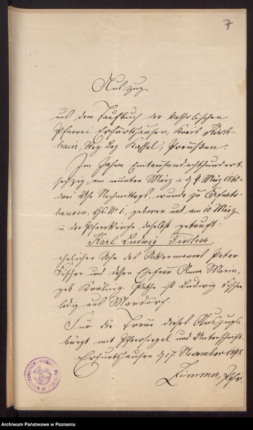 Obraz 9 z jednostki "Die von den Verlobten beigebrachten Urkunden zur Eheschliessung pro 1899"