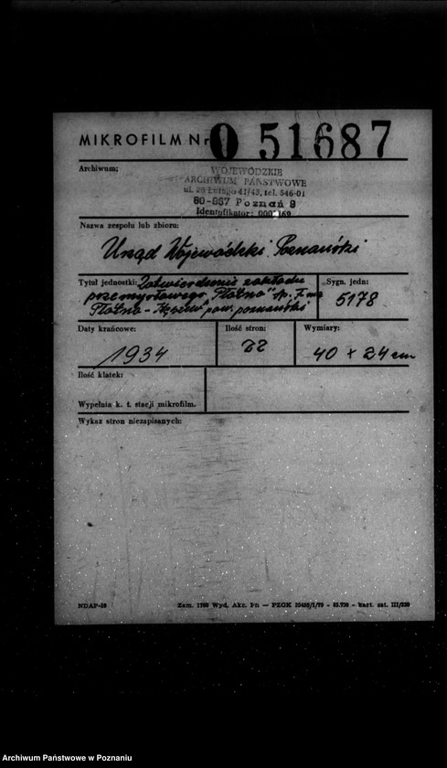 Obraz 2 z jednostki "Zatwierdzenie zakładu przemysłowego Płótno Spółka Firma Płótno Stęszew powiat poznański"