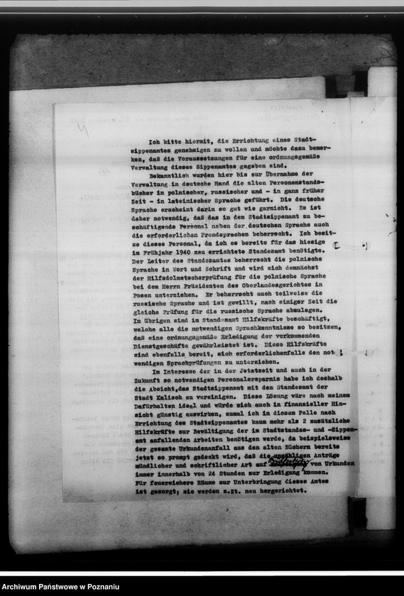 Obraz 8 z jednostki "[Korespondencja w sprawach organizacyjnych, sprawozdanie z działalności], Sippenamt für die Stadt und den Landkreis Kalisch [Kalisz]"