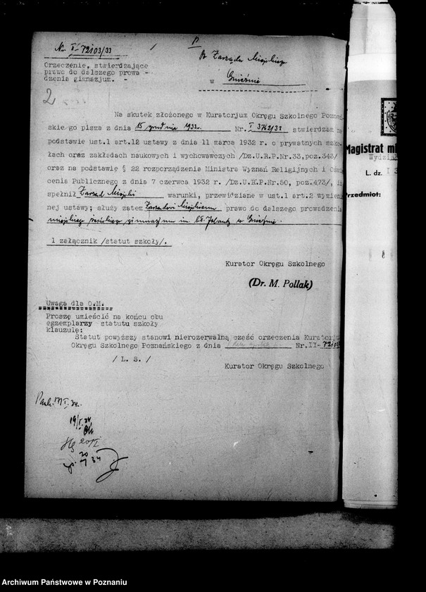 Obraz 6 z jednostki "Miejskie Gimnazjum Żeńskie imienia Błogosławionej Jolanty Gniezno [między innymi sprawozdanie z pracy wychowawczej za rok szkolny 1932/33 oraz budżet miasta Gniezna 1933/34]"