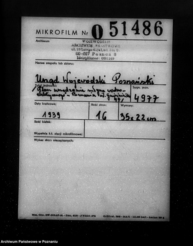 Obraz 2 z jednostki "/Plan urządzenia młyna wodno-elektrycznego w Poznaniu ul. Gnieźnieńska 47/"