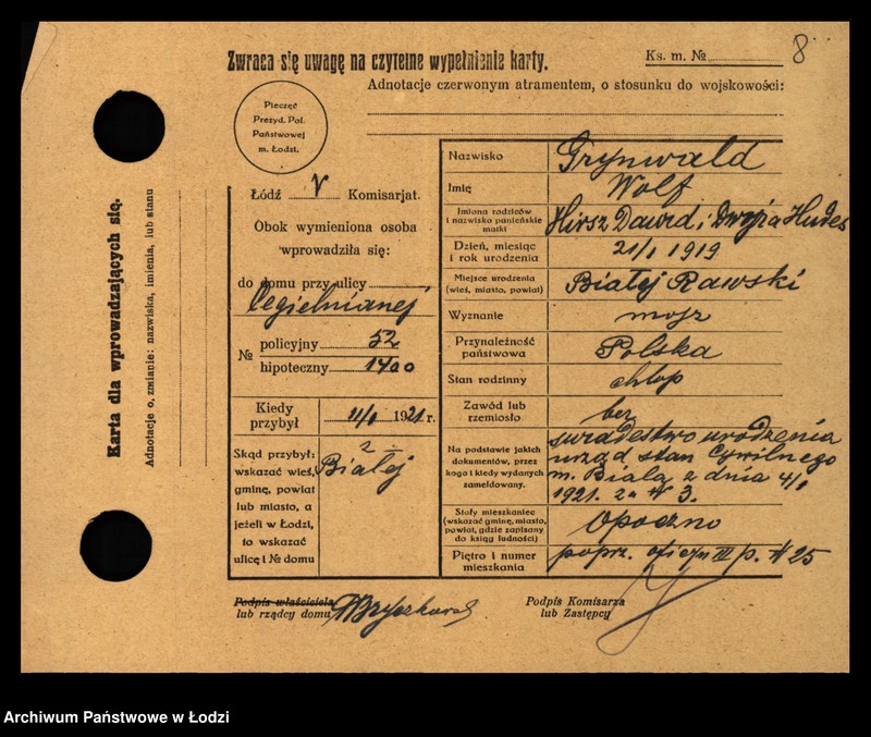 Obraz 10 z jednostki "[Spis ludności Łodzi] Grünwald - Grużewski"