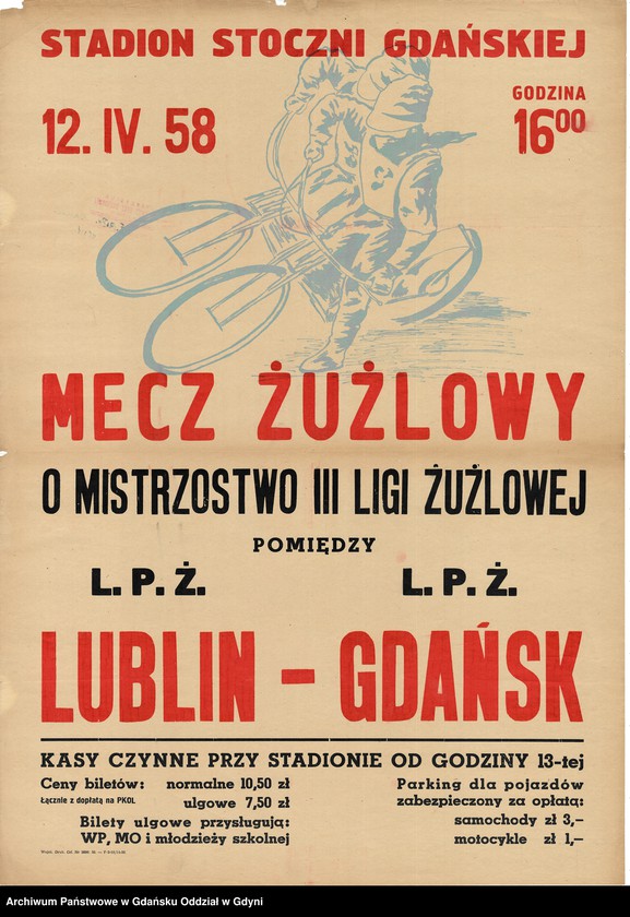 Obraz 19 z kolekcji "Afisze i plakaty wydarzeń sportowych organizowanych w Gdańsku w latach 50. i 60. XX w.111"