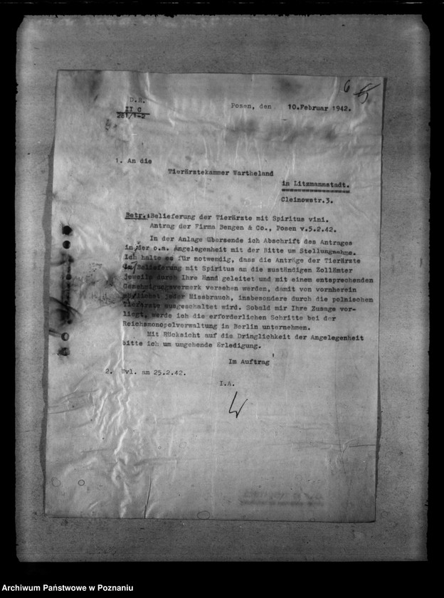 Obraz 10 z jednostki "Belieferung der Tierärzte und Medinzinalpersonen"