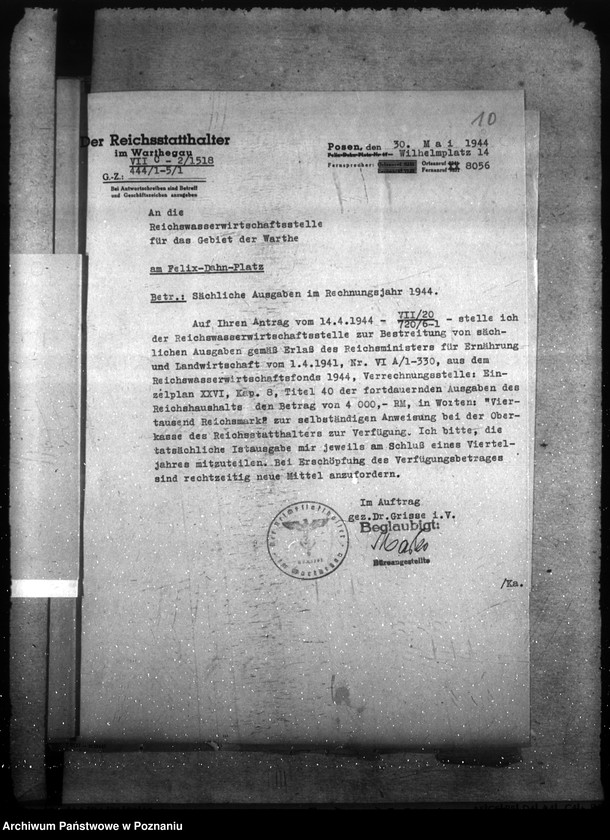 Obraz 14 z jednostki "Reichswasserwirtschaft im Gebiet der Warthe und Oder"