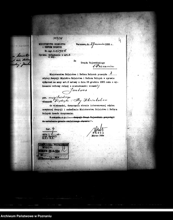 Obraz 8 z jednostki "Majątek Jankowo /Ludwiniec/ powiatu mogileńskiego wyłączenie z art. 5 ustawy o wykonaniu reformy rolnej"