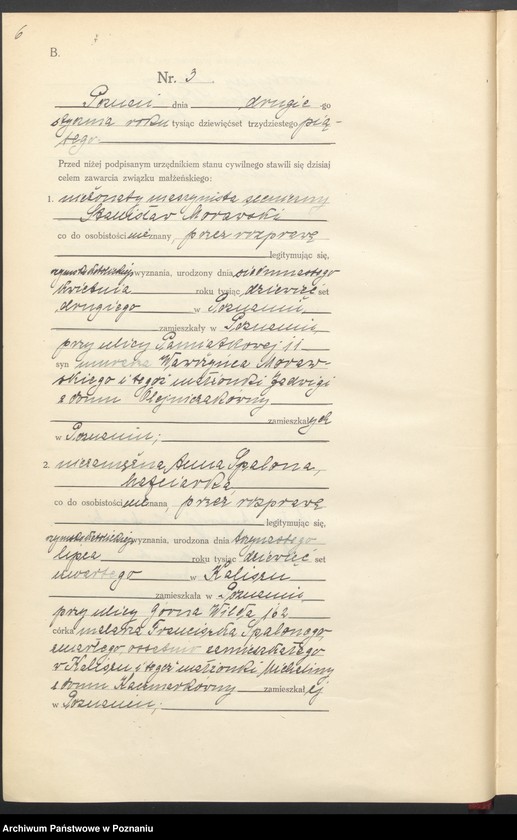 Obraz 7 z jednostki "Księga miejscowa małżeństw tom I [Rejestr główny małżeństw]"