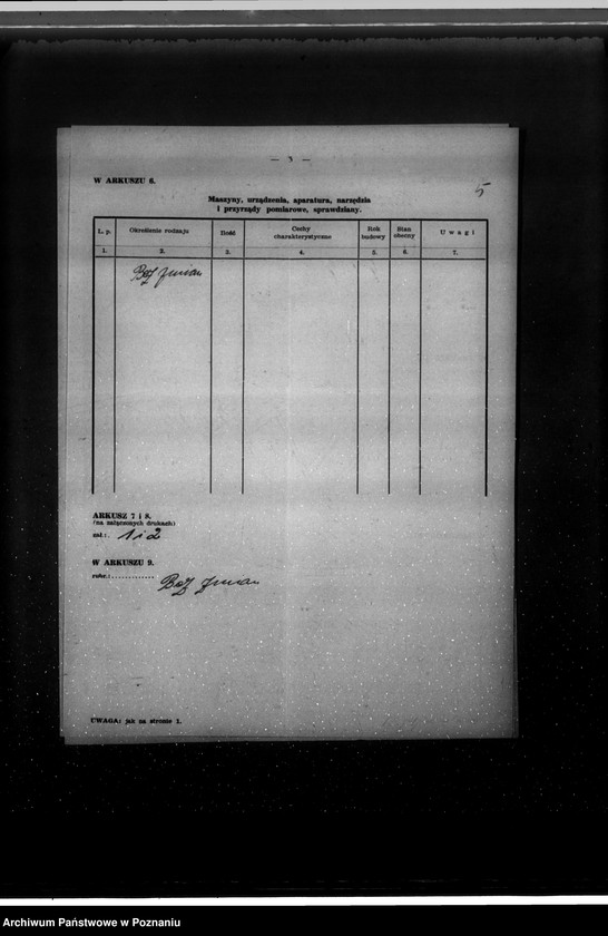 Obraz 9 z jednostki "Kwestionariusz Gazowni miejskiej w Czempiniu"