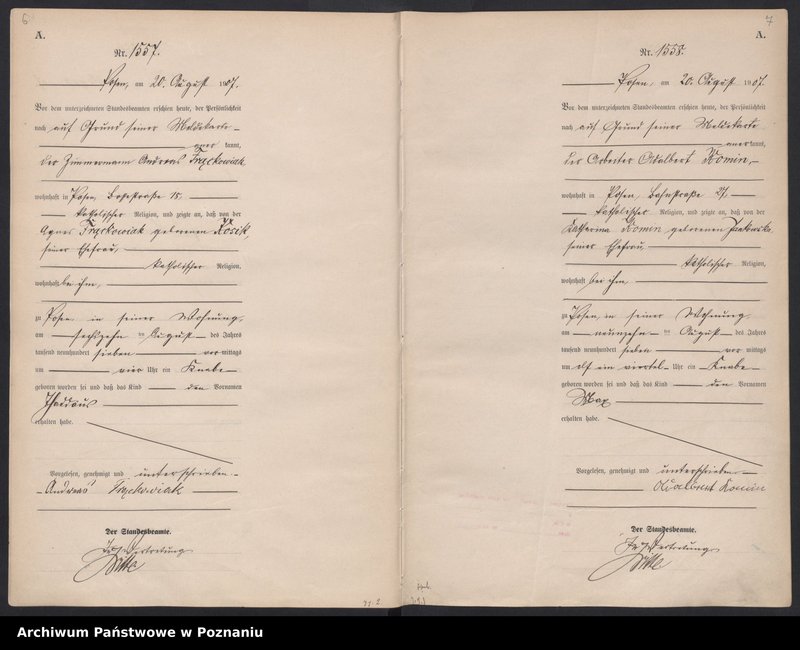 Obraz 6 z jednostki "Księga miejscowa urodzeń tom IV [Rejestr główny urodzeń]"