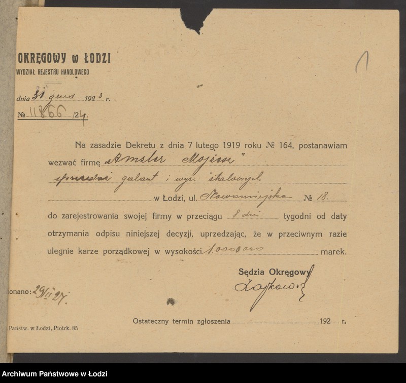 Obraz 3 z jednostki "Moszek Amzler- sprzedaż galanterii"